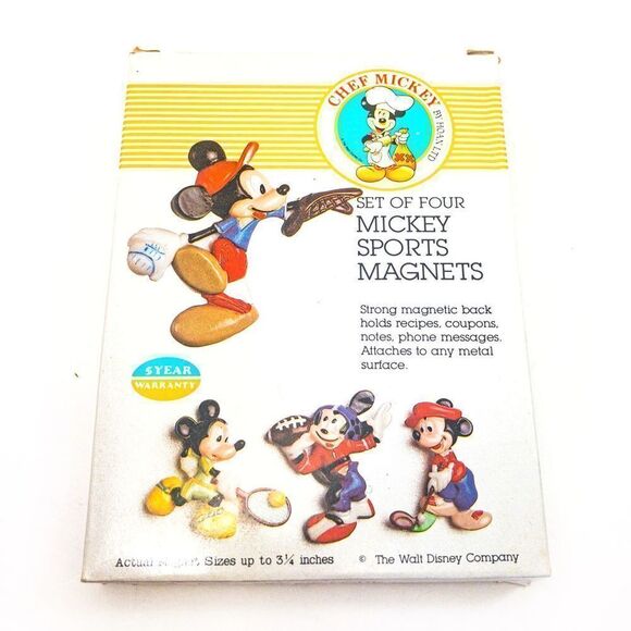 Vintage Mickey Mouse Sports Magnets Hoan Set of 4 - Picture 8 of 10